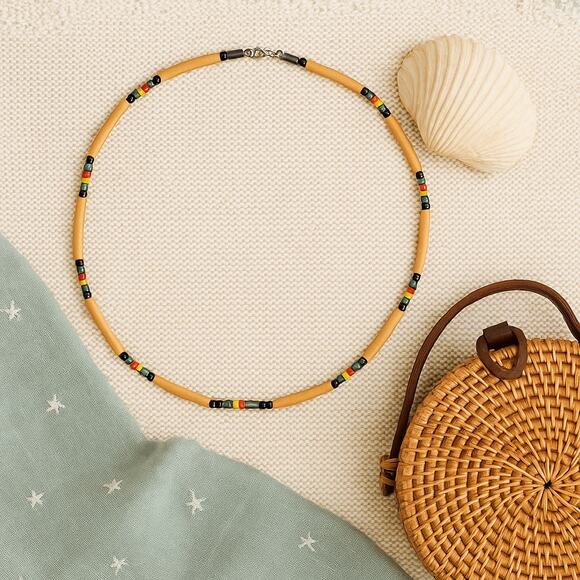 Handcrafted Hawaiian Wooden Necklace - Picture 1 of 6